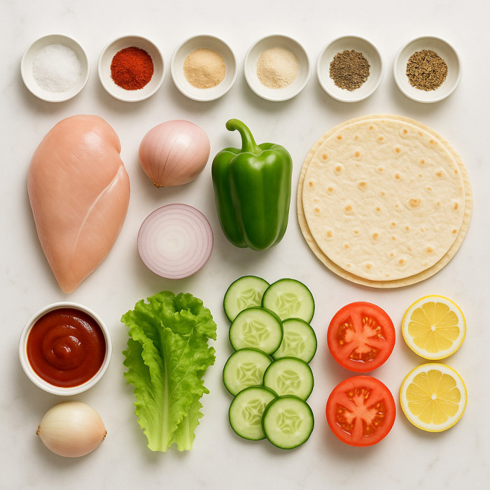 Delicious chicken fajita tacos ingredients