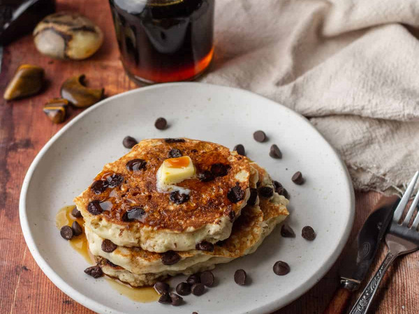 Oatmeal Pancakes with Butterscotch Chips