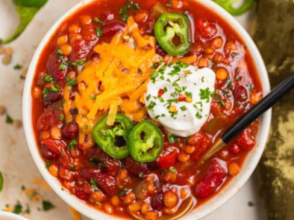 Eerie Turkey Lentil Chili in the Slow Cooker