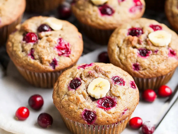Nutty Banana and Cranberry Muffins