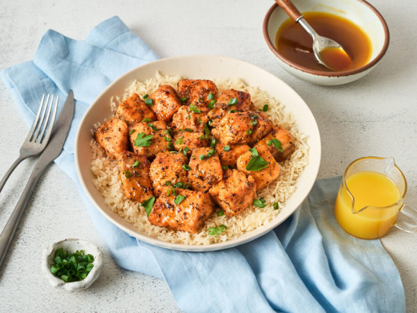 Bourbon and Brown Sugar-Glazed Baked Salmon Bites