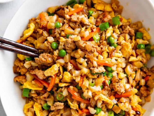 Pork and Spicy Cauliflower Rice Dish