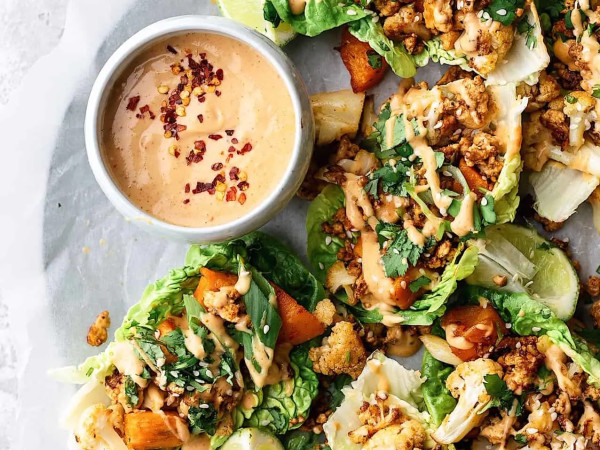 Lettuce Cups Stuffed with Red Curry Potatoes from Thailand