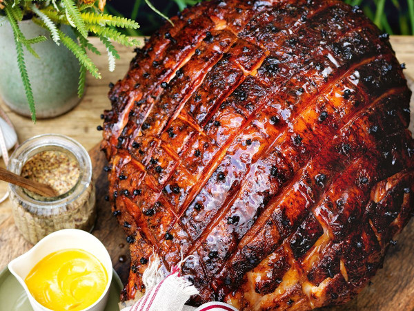Ham with a Honey Bourbon and Horseradish Glaze