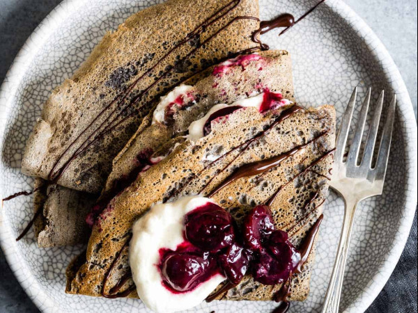 Whipped Coconut Cream on Buckwheat Crepes