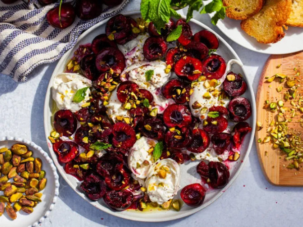 Burrata Topped with Bloody Mary Flavors