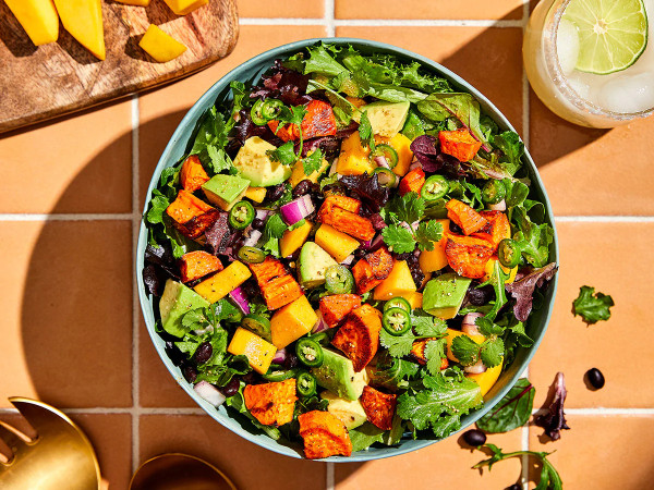 Roasted Sweet Potatoes with Mango Salad