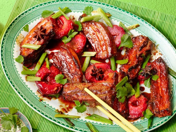 Pork Served with Pluots