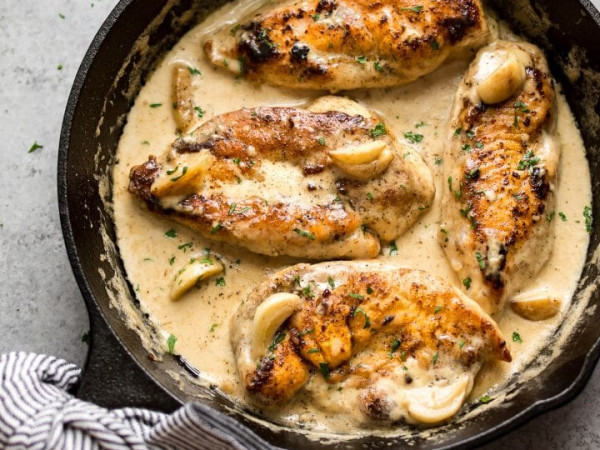 Chicken in a Creamy Fiddlehead Sauce