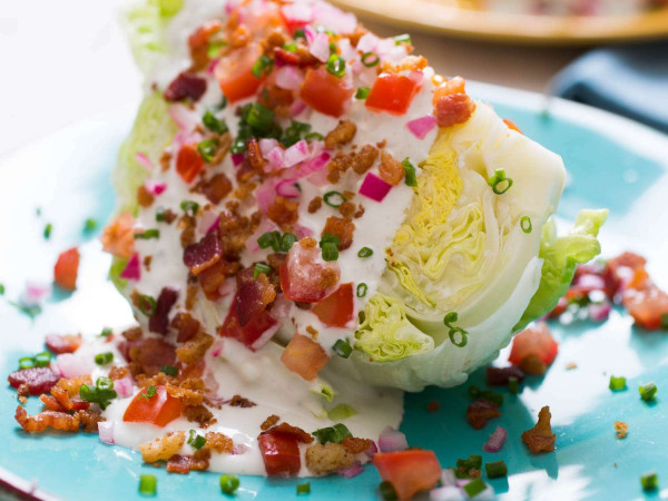 Warm Bacon Dressing over Iceberg Wedge Salad