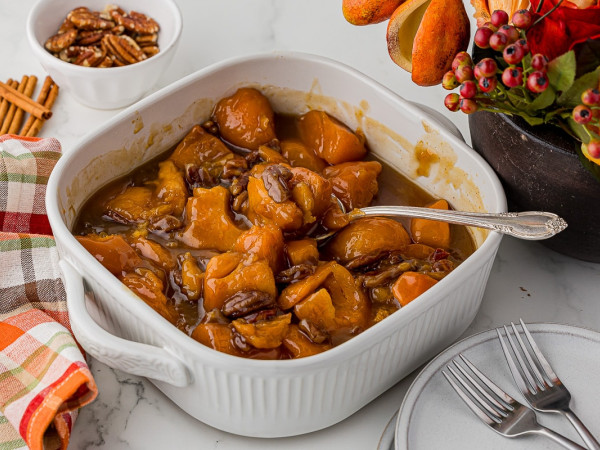 Sweet Potatoes Topped with Apricots and Pecans
