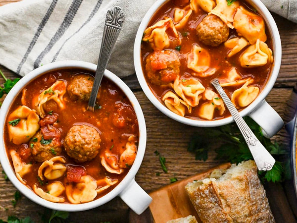 Delicious Meatball and Tortellini Broth