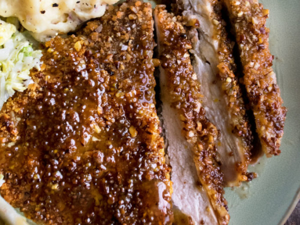 Praline Sauce over Juicy Pork Chops