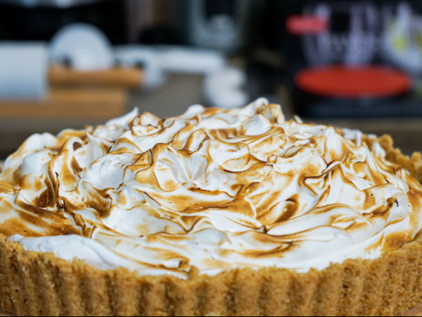 Espresso Pie Topped with Sugar and Cream