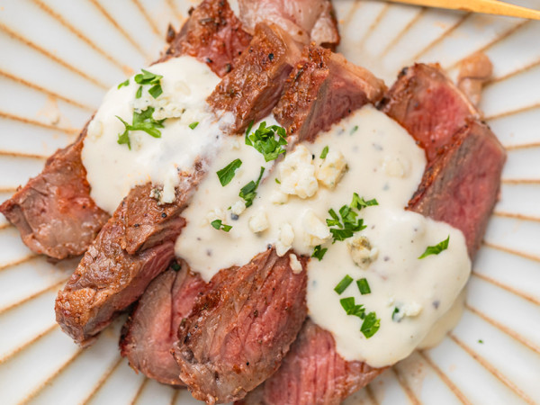 Grilled Flat Irons with Creamy Gorgonzola