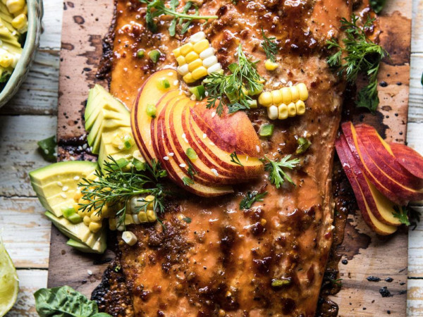 Salmon on Cedar Plank with Honey and Pepper