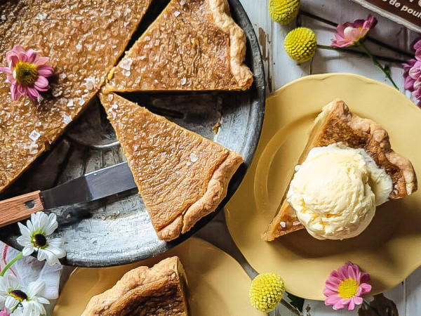 Sugar Pie from Quebec City with Creamy Topping