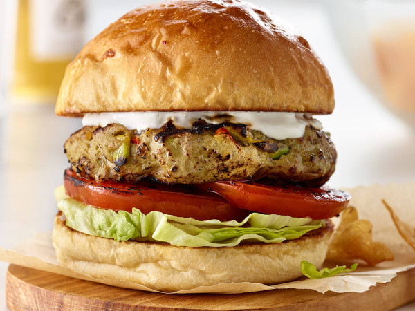 Turkey Burger Served with Guacamole
