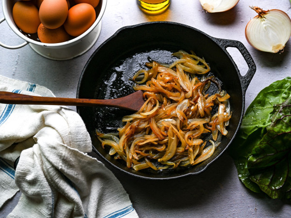 Red Chard paired with Caramelized Onions