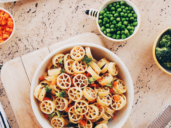 Wagon Wheel Pasta with Apple Sausage