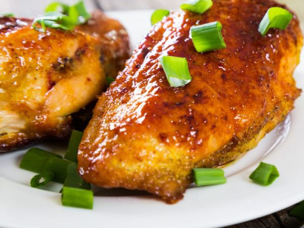 Air-Fried Chicken Breasts with a Sweet Apricot Glaze
