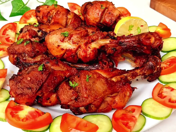 Chicken drumsticks cooked in an air fryer