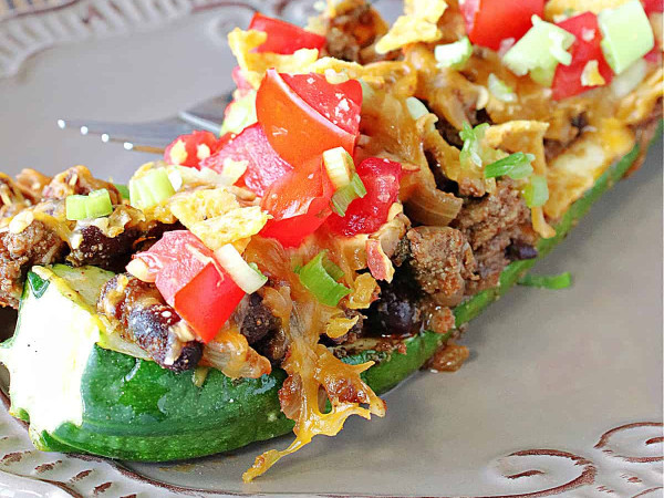 Zucchini Boats Loaded with Taco Filling