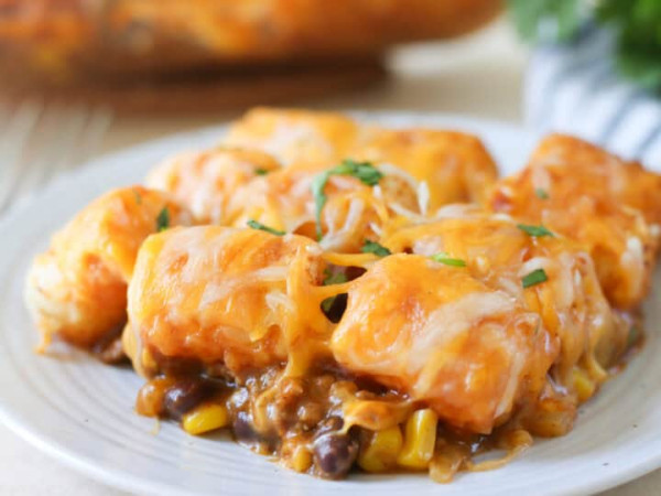 Tater Tot Taco Bake with Cheese Sauce