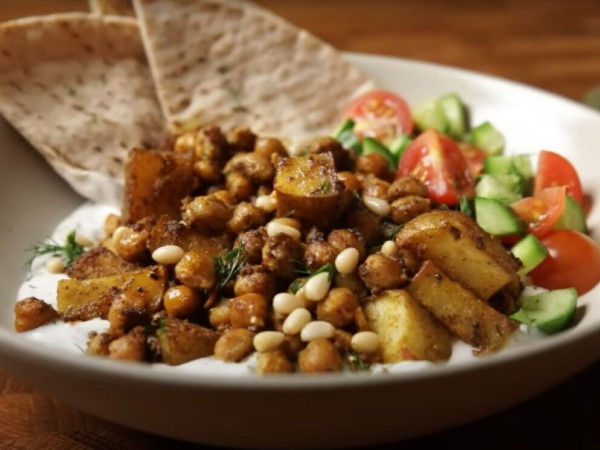 Crispy Chickpea Bowl with Tangy Lemon Yogurt