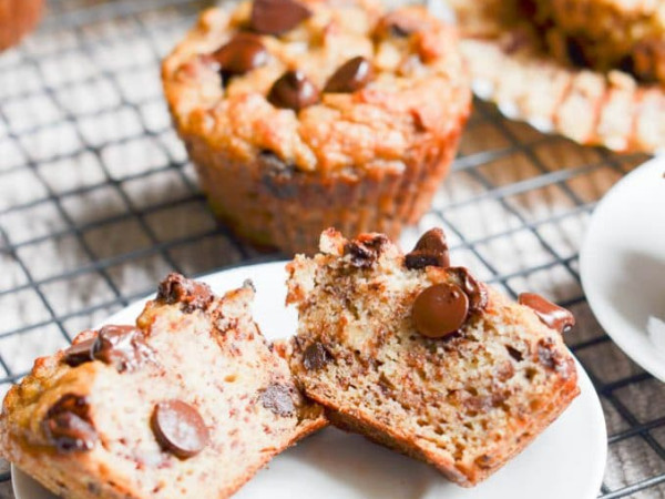 Chocolate Chip Banana Muffins Made with Coconut Flour