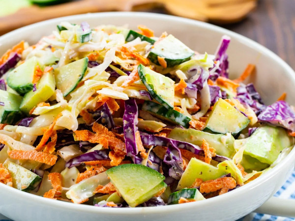 Crisp Coleslaw with a Kick: Cucumbers and Celery