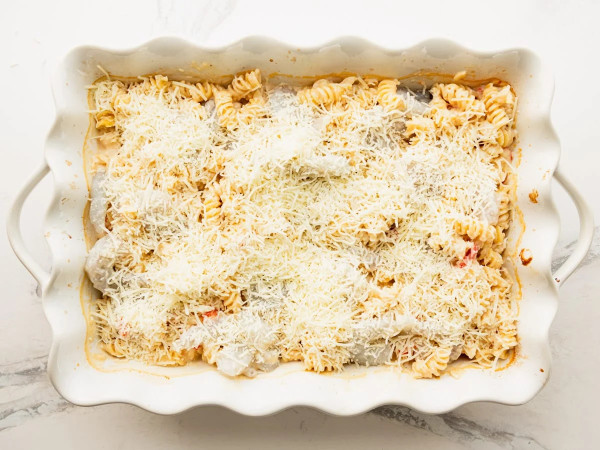 Shrimp Alfredo Bake with a Cheesy Twist