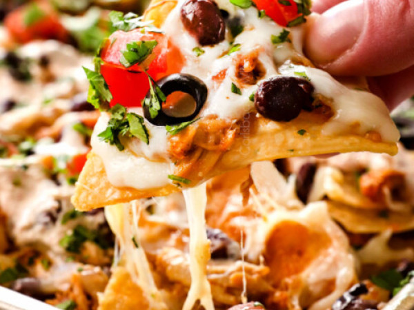 Nachos with Grilled Chicken and a Lime Cream Sauce