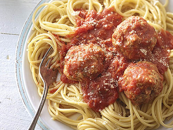Turkey Meatballs Served with Spaghetti Sauce