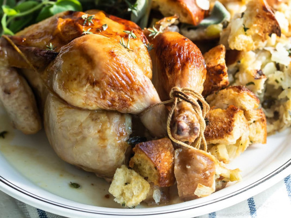 Slow-Cooked Cornish Hens with Stuffing