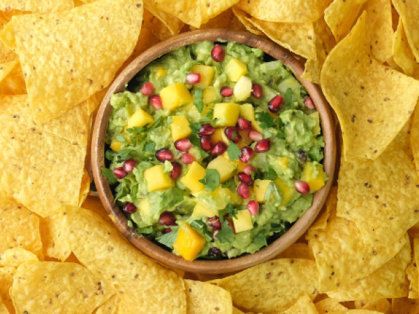 Tropical Tomatillo Guacamole with Mango