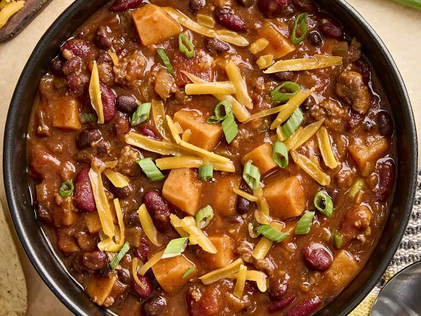 Chorizo and Sweet Potato Chili Made in a Slow Cooker