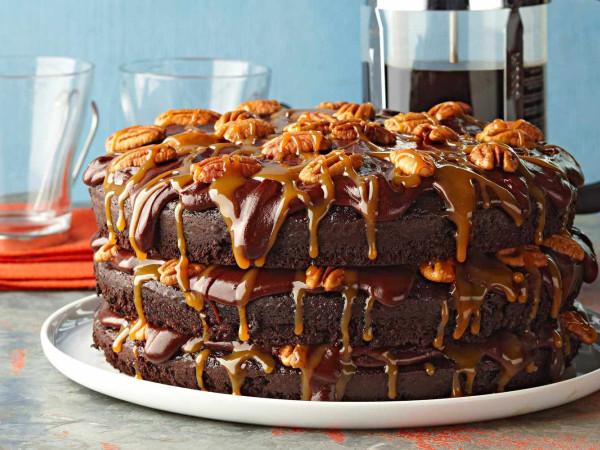 Decadent Turtle Fudge Cake Made in a Skillet