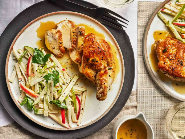 Mustard-Glazed Chicken Thighs with Apple Cider