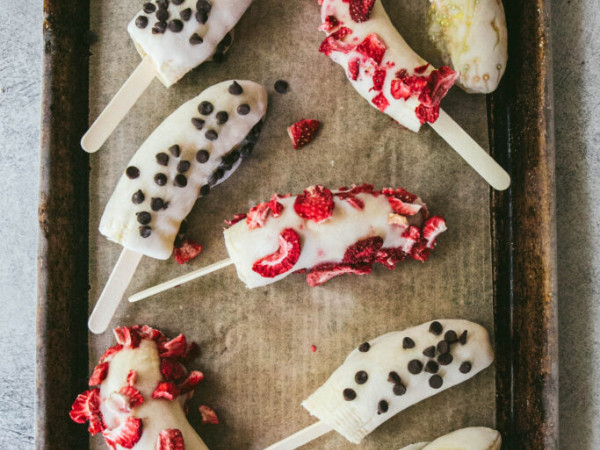 Strawberry-Banana Pops with Tahini