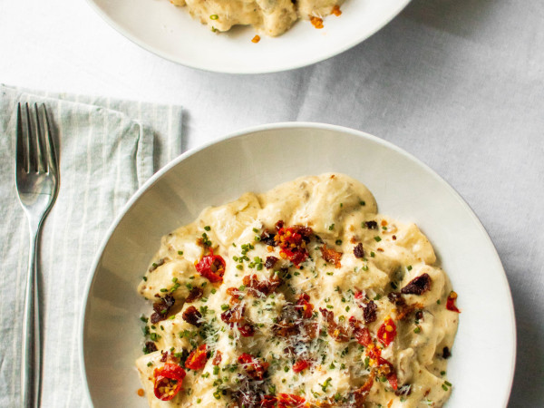Gnocchi Topped with Black Truffles