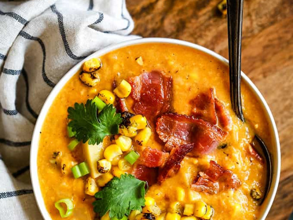 Hearty Spicy Corn Chowder in the Slow Cooker
