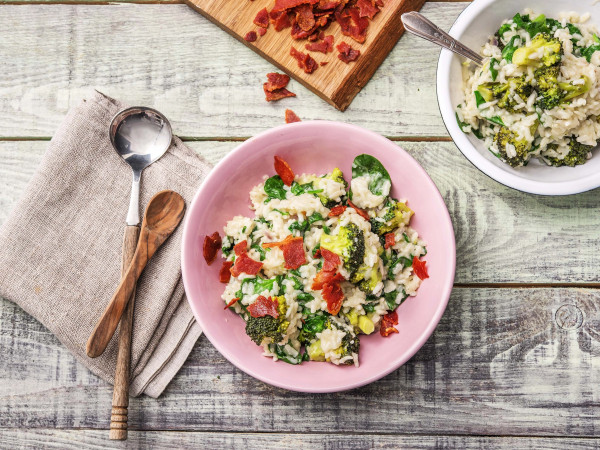 Fried Broccoli Rice with Crispy Bacon