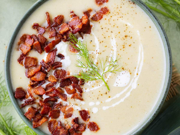 Savory Potato, Fennel, and Bacon Chowder