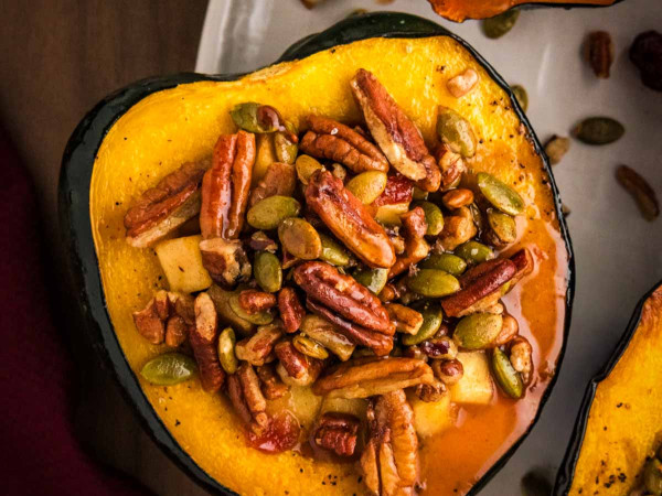 Apple, Cranberry, and Sausage-Stuffed Acorn Squash