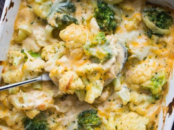 Quick Cheddar, Broccoli, and Cauliflower Bake in the Instant Pot®