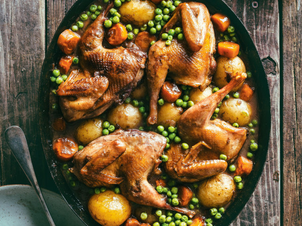 Wine-Braised Partridge with Pancetta