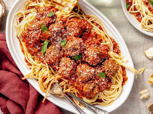 Freshly Made Spaghetti with Meatballs