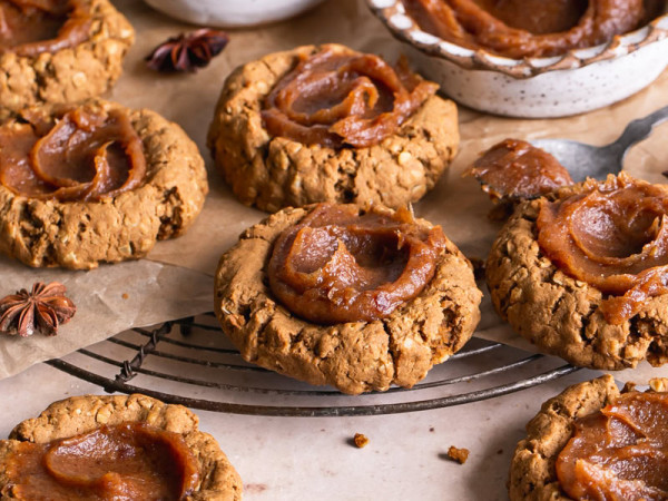 Cookies with Pumpkin and a Thumbprint Design