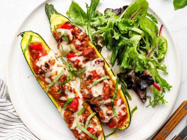 Savory Stuffed Zucchini Bake